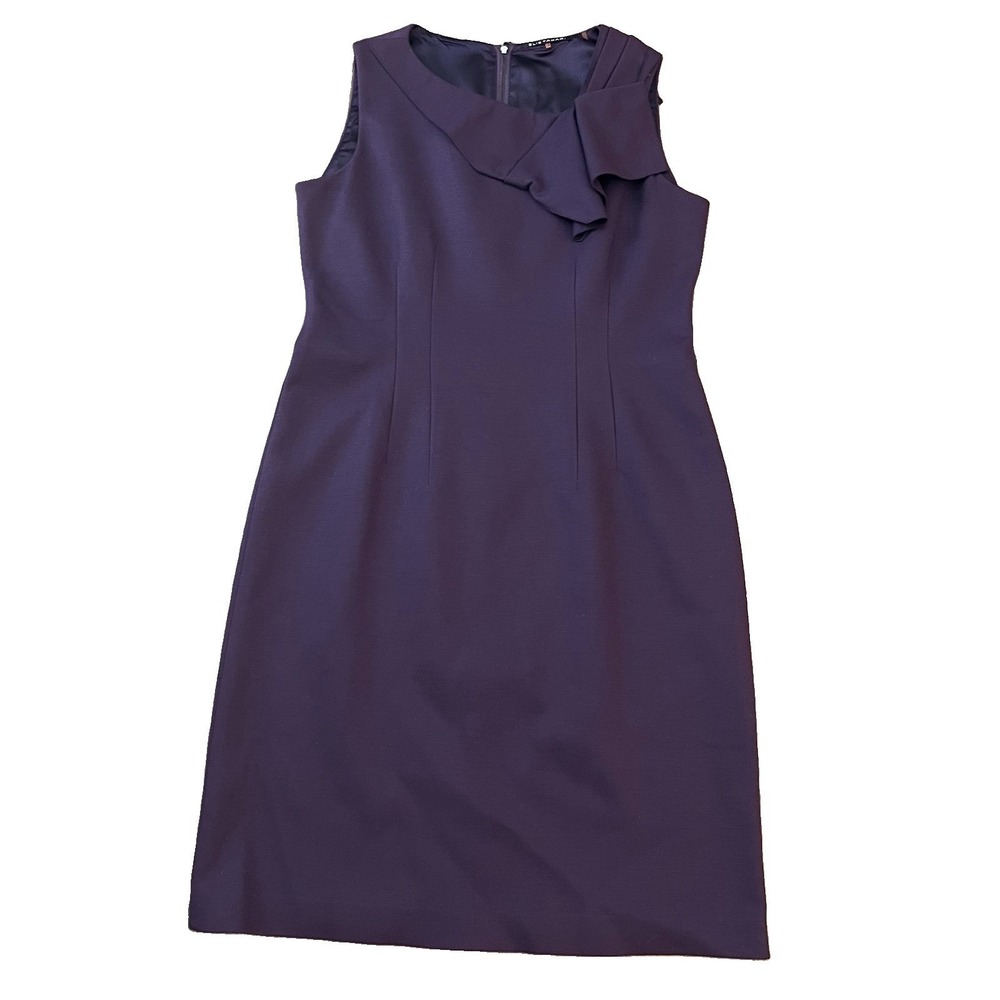 Elie Tahari Dress Size 10 Wool‎ Blend Sheath Career Purple